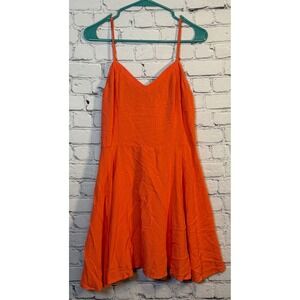 Aeropostale‎ Orange Dress Large V Neck Sleeveless Smocked Back Casual